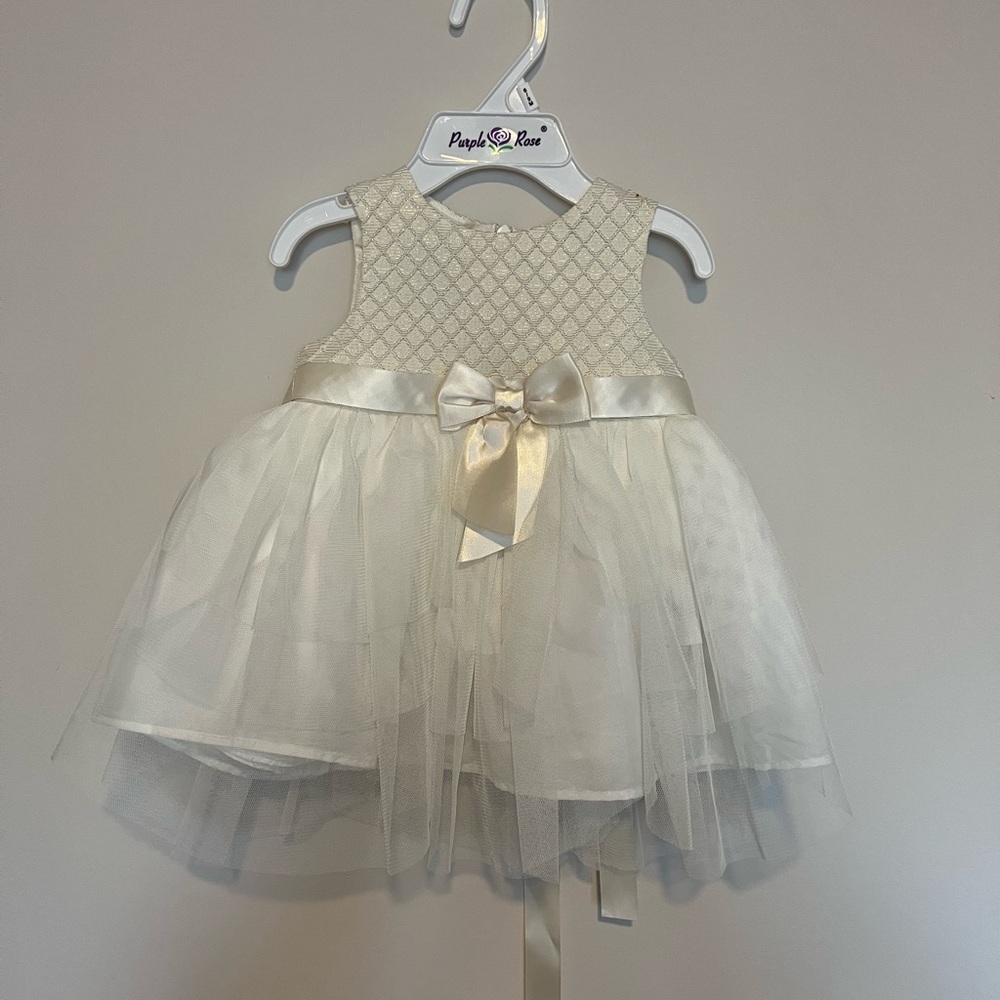 Brand new white fancy baby dress size 6/9 month